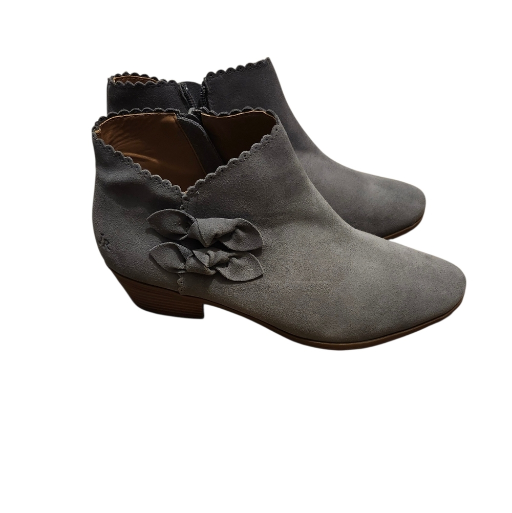 Jack Rogers Gray Ankle Suede Boots with Bow Detail - 9